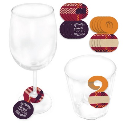 Big Dot of Happiness Friends Thanksgiving Feast - Friendsgiving Paper Beverage Markers for Glasses - Drink Tags - Set of 24