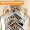 6-Tier Corner Bookcase – L-Shaped Woodgrain Open Display Shelf with Side Panels for Living Room & Home Office - 4 of 4