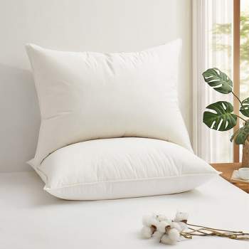 Peace Nest Set of 2 Down Feather Pillow-in-a-pillow Bed Pillows with 100% Organic Cotton Cover