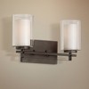 Minka Lavery Industrial Wall Light Sconce Smoked Iron Hardwired 15" 2-Light Fixture Clear Outer White Inner Shade for Bedroom - 2 of 2