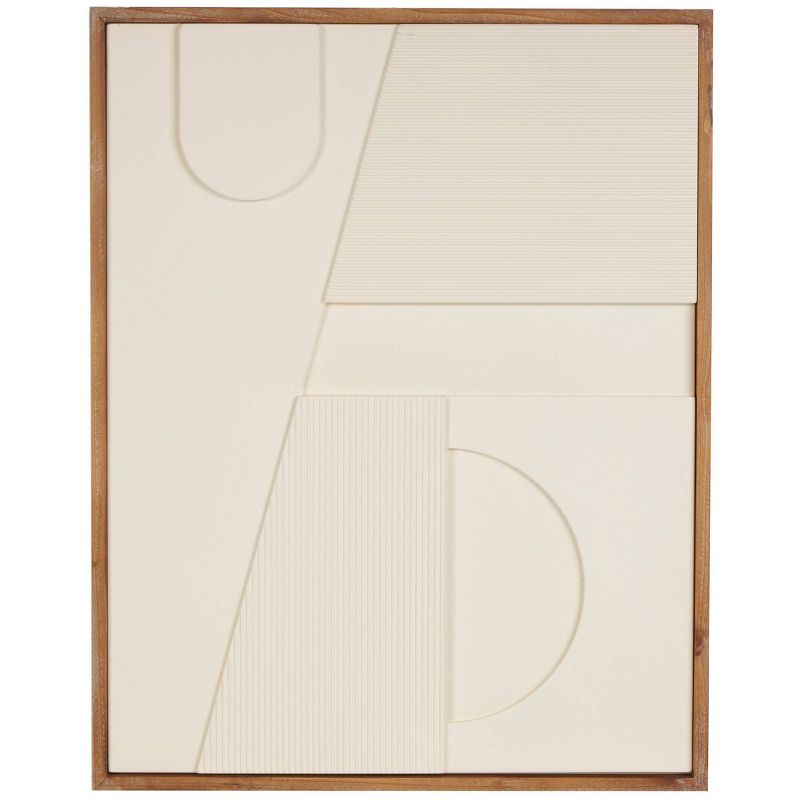 Olivia &#38; May 31&#34;x24&#34; Wood Geometric Dimensional Art Deco Arched Wall Decor with Brown Frames Cream, 1 of 8