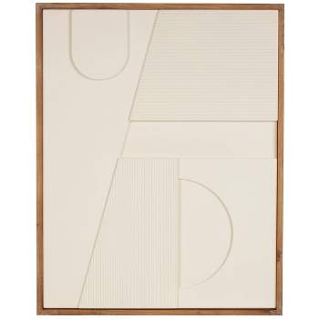 Olivia & May 31"x24" Wood Geometric Dimensional Art Deco Arched Wall Decor with Brown Frames Cream