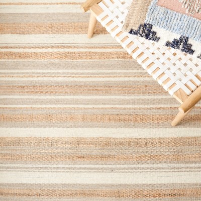 Ivory Wool and Cotton Flat Woven Handmade 6' Square Rug