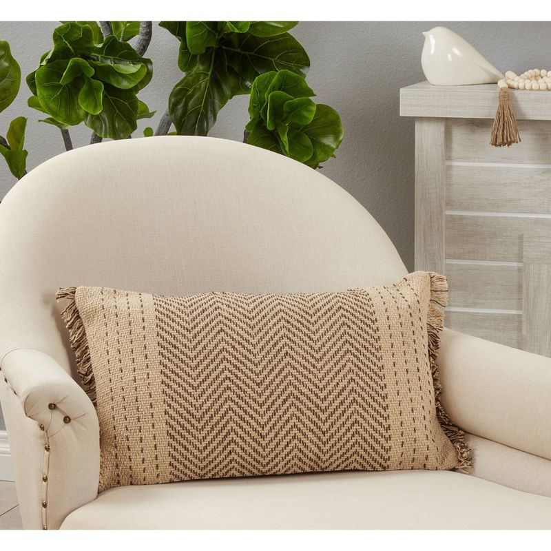 Oversize Cotton with Kantha Stitch Design Throw Pillow Cover Natural - Saro Lifestyle, 4 of 5