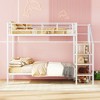 MAYEERTY Full Over Full Metal Bunk Bed, Lateral Storage Ladder Wardrobe, Bedroom, White - 2 of 4