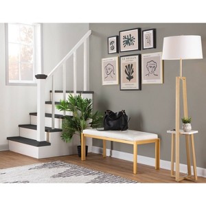 LumiSource Cosmo Shelf Contemporary/Glam Floor Lamp in White Marble and Gold Metal with White Linen Shade: Elegant Design, UL Listed, 60W - 1 of 4