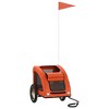 vidaXL Pet Bike Trailer for Small Dogs - Orange Oxford Fabric/Strong Iron Frame/Ventilated with Cover, Reflectors & Safety Flag - 3 of 4