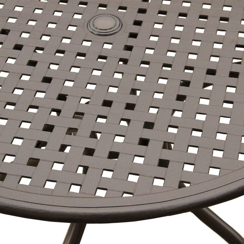 42&#34; Modern Mesh Aluminum Round Patio Dining Table - Brown - Oakland Living, UV & Weather-Resistant, 3 of 7