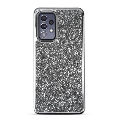 MyBat Encrusted Rhinestones Hybrid Case Compatible With Samsung Galaxy A52 5G - Electroplated Gun Metal / Iron Gray