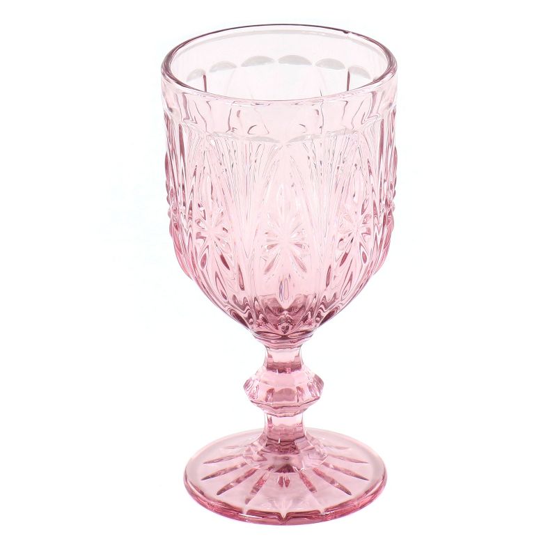 Spice By Tia Mowry 6 Piece 10.8 Ounce Handmade Glass Embossed Goblet in Pink, 2 of 9
