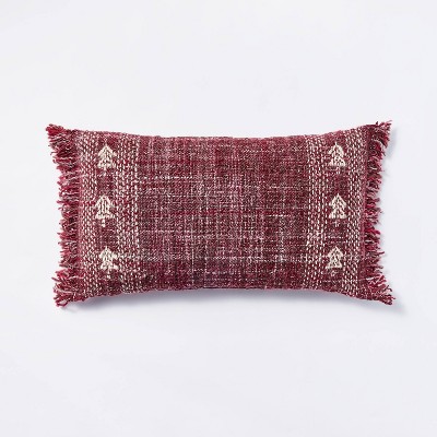 Oversized Woven Tree Lumbar Christmas Throw Pillow Burgundy - Threshold™ designed with Studio McGee