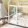 VASIP Full Size House Floor Bed with Roof Frame, Wooden Design and Safety Guardrails,for Kids' Room,Pink - 4 of 4