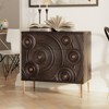 JIONJOY 3-Drawer Black & Gold Nightstand with Wood Grain Detail for Bedroom Decor - 2 of 4