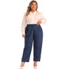 Agnes Orinda Women's Plus Size Business Work Elastic Waisted Long Straight with Pocket Suit Pants - 3 of 4