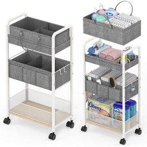 2In1 Diaper Caddy & 3-Tier Rolling Diaper Cart, Diaper Caddy Organizer Cart with Dividers,Utility Cart - 1 of 4