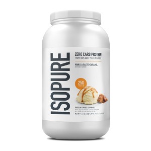 Isopure Zero Carb 100% Pure Whey Isolate Protein Powder, Lactose Free, Gluten Free, Vitamins, Vanilla Salted Caramel, 25g Protein, 42 Servings - 1 of 4