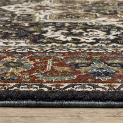 Navy and Multi Persian Inspired Rectangular Synthetic Rug 5'3" x 7'6"