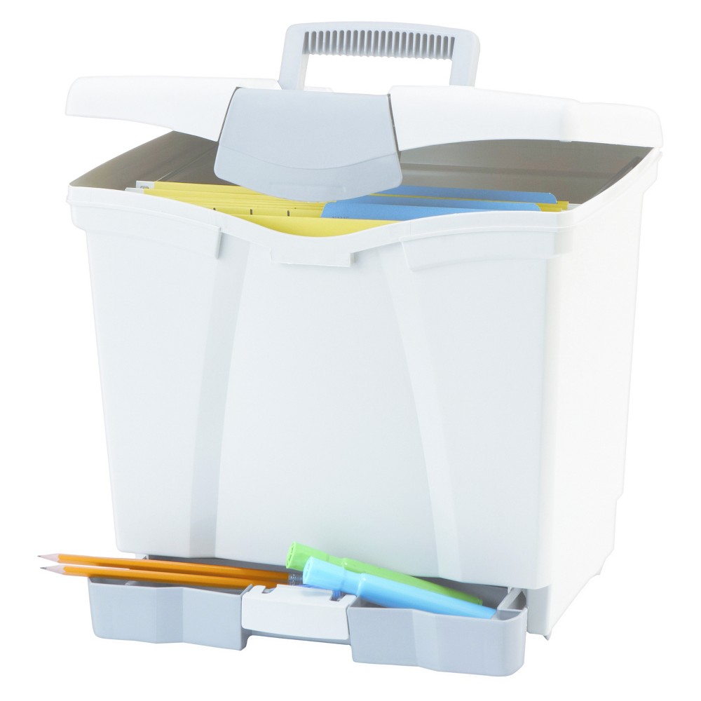 UPC 685442615236 product image for Storex Portable File Storage Box with Drawer, Letter, Latch, Black | upcitemdb.com