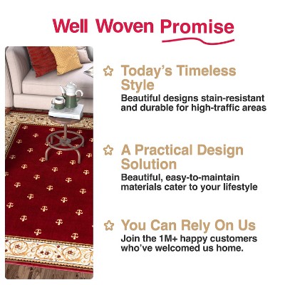 Elegant Red Synthetic Rectangular Area Rug 7'10" x 9'10"