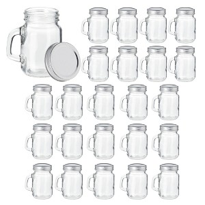 Juvale 24 Pack Small Mason Jar Shot Glasses Cup Mugs 4-Ounce with Metal Lid for Spices, Honey, Jam, Baby Food & Party Favors, Clear - 1 of 4