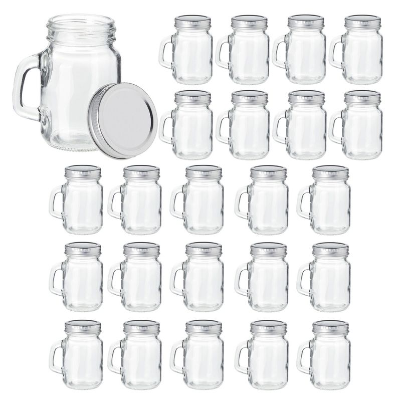 Juvale 24 Pack Small Mason Jar Shot Glasses Cup Mugs 4-Ounce with Metal Lid for Spices, Honey, Jam, Baby Food & Party Favors, Clear, 1 of 10