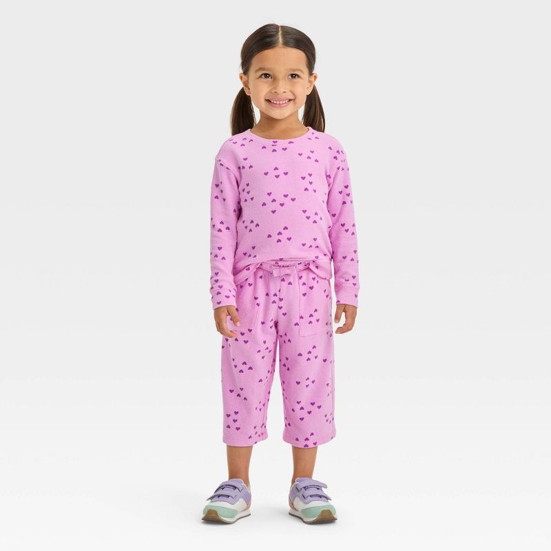 Toddler Girls' Hearts Fleece Sweatshirt - Cat & Jack™ Purple, 4 of 5