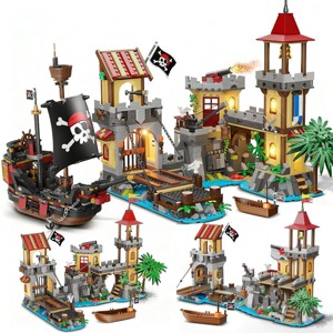 Insoon 1502-Piece Pirate Castle Building Set, Transformable Ship Bay Model for Adults, Teens & Kids 10+ - 1 of 4
