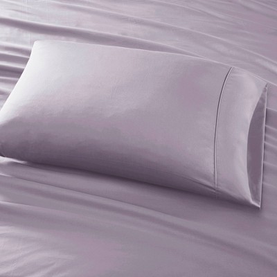 Queen Purple Cotton Polyester Solid Cover Sheet Set