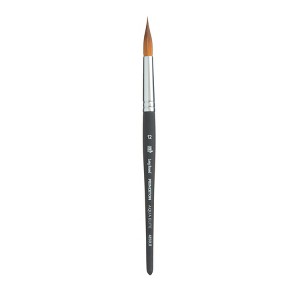 Princeton Aqua Elite Long Round Brush, Synthetic Bristles, Short Handle Watercolor Paintbrush, Matte Black, Size 12, 1 Count - 1 of 4