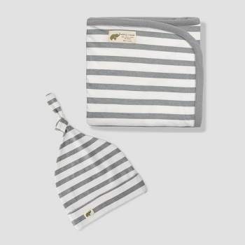 Layette by Monica + Andy Hospital Cuddle Box Blanket - Gray Stripes - 2pc