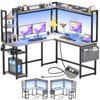 Aheaplus L Shaped Gaming Desk with Led Light & Hutch, Reversible Home Office Desk - 2 of 4