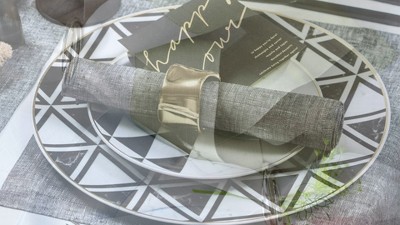 Sage and White Buffalo Check Linen Dinner Napkins Set of 4
