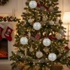 SEVOBAL Tree Ornaments 6PCS Set Glass Christmas Ball Ornaments 3.9" Tree Hanging Decor Holiday Party Set Xmas Tree Accessories, White, 3.9"*3.9"*3.9" - 4 of 4
