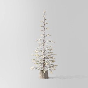 Pre-lit Flocked Balsam Fir Artificial Christmas Tree with Basket Base Warm White LED Lights - Wondershop™ - 1 of 4