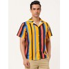 Lars Amadeus Men's Vertical Striped Shirt Short Sleeve Button Down