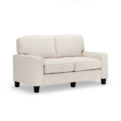 Serta Palisades 61" Cream Microfiber Loveseat with Pillow Back