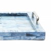 SEVOBAL Serving Platters 2 Set Handcrafted Checkered Serving Trays with Elegant Bone and Resin Set with Handles for Dining, Blue, 18"*11"*2.5" - 4 of 4