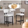 Bar Stools Set of 2, 26 Inch Modern Upholstered Fabric Bar Height Bar Stools white - 3 of 4