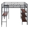 Full Size Loft Metal Bed with 3 Layers of Shelves and Desk, Stylish Metal Frame Bed with Whiteboard, Black - 3 of 4