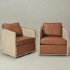 KINWELL 100% Top Grain Genuine Leather Swivel Armchair, Set of 2 - 3 of 4