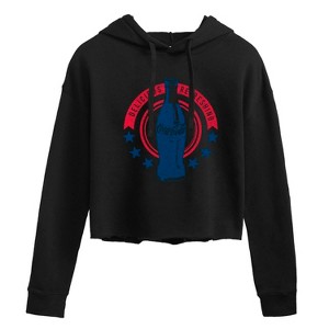 Women's - Coca-Cola - Stars Delicious Refreshing Cropped Graphic Hoodie - 1 of 3