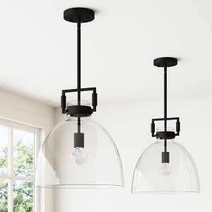 Nathan James (Set of 2) Leigh Glass Dome Shade Pendant Ceiling Lights Black - 1 of 4