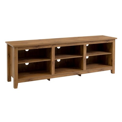 Transitional 6 Cubby Wood Open Storage Wood TV Stand for TVs up to 80"- Saracina Home