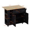 NicBex 2 Drawer Rolling Kitchen Island Cart with 2 Door Cabinet and Rack,Kitchen Island on Wheels with Spice Rack,Island Table for Kitchen,Black - 3 of 4