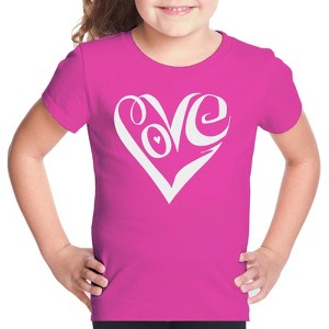 LA Pop Art Girl's Word Art T-shirt - Script Love Heart - 1 of 4