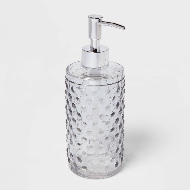 Hobnail Glass with Plastic Pump Soap/Lotion Dispenser Gray Tint - Threshold&#8482;, 3 of 7