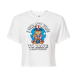 Women's - Garfield - Want You To Have A Happy Fourth Cropped Graphic T-Shirt - 1 of 4