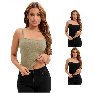 INSPIRE CHIC 3 Packs Women's Ribbed Basic Undershirts Unadjustable Spaghetti Strap Camisole Tank Top - 1 of 4