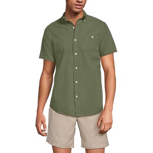Lands' End Men's Short Sleeve Seersucker Shirt - 1 of 4