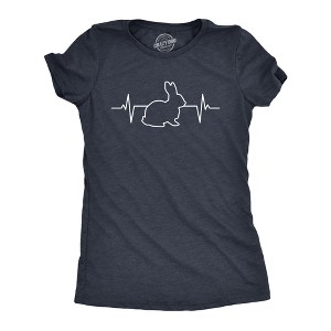Womens Rabbit Heart Beat T Shirt Funny Cool Holiday Bunny Pulse Monitor Tee For Ladies - Crazy Dog Women's T Shirt - 1 of 4